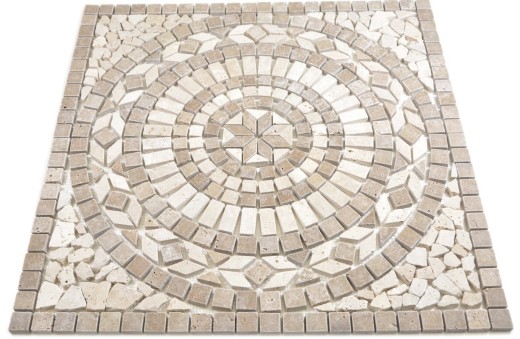 XL encastrement pierre naturelle travertin beige clair crème brun noix carreau mosaïque sol cuisine mur salle de bain sauna - MOSDEKO68