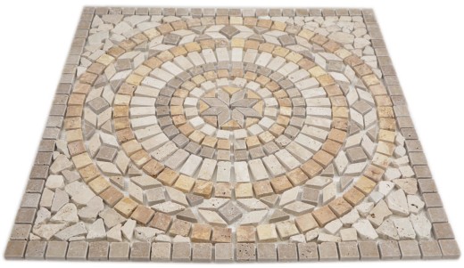 XL encastrement pierre naturelle jaune or beige clair noyer brun travertin carreau mosaïque sol cuisine mur salle de bain sauna - MOSDEKO79