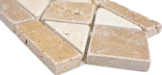 Travertin Pierre naturelle Bordures beige crème brun chocolat noyer mur sol douche salle de bain cuisine sauna - MOSBor-0246