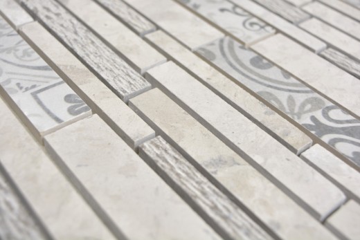 Marbre Mosaïque Mosaïque céramique gris cream Carreau de mur carrelage - MOS180-C0727G