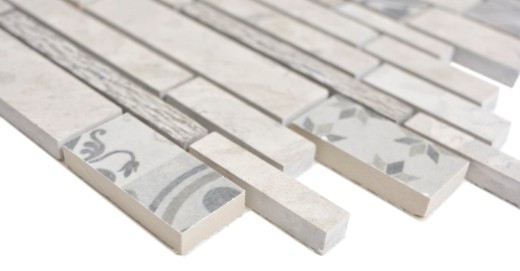 Marbre Mosaïque Mosaïque céramique gris cream Carreau de mur carrelage - MOS180-C0727G