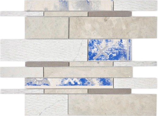 Marbre Mosaïque Carreaux Céramique Bâtons gris cream mur cuisine carrelage mur douche sol - MOS180-D09STG