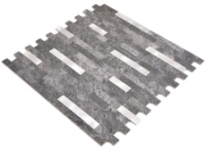 Vinyle composite aspect pierre Black Quartz/Silver Carreau mosaïque mural Cuisine Salle de bain MOS200-22BS_f