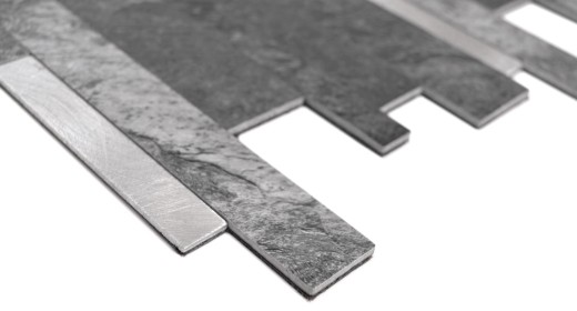 vinyle adhésif bâtonnets de mosaïque aspect pierre quartz anthracite argent miroir carrelage cuisine mur MOS200-32BS