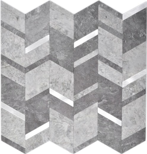 revêtement mural auto-adhésif carrelage vinyle aspect pierre aspect flèche gris anthracite argent MOS200-4CDG