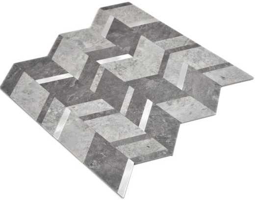 revêtement mural auto-adhésif carrelage vinyle aspect pierre aspect flèche gris anthracite argent MOS200-4CDG