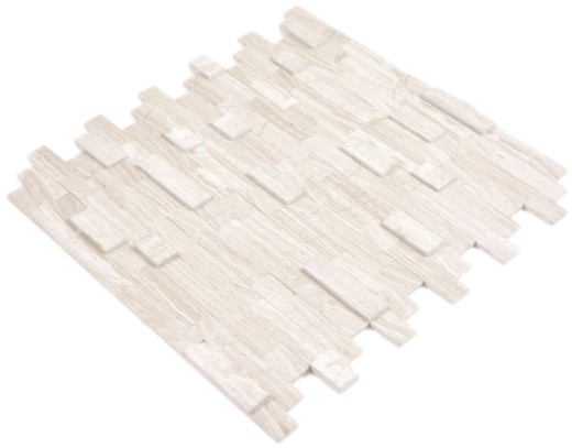 Bâtonnets de mosaïque composite autocollants Pierre naturelle Traverin beige Carrelage Cuisine Aspect mural MOS200-M02