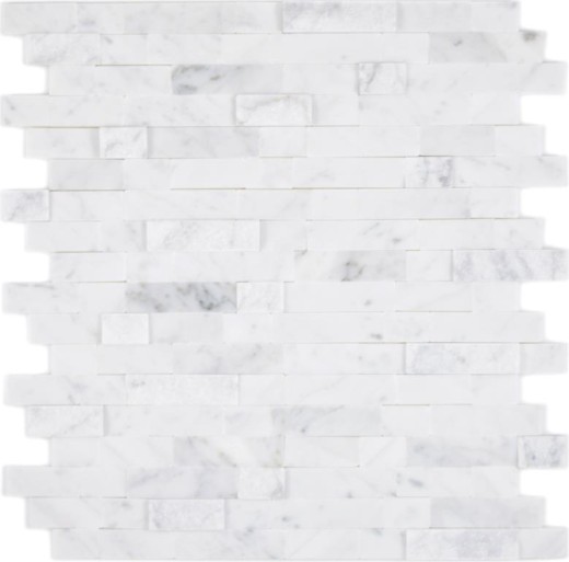 Bâtonnets de mosaïque composite autocollants Pierre naturelle blanche avec optique Carrare Miroir de carrelage Cuisine Optique murale MOS200-M22