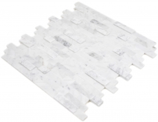 Bâtonnets de mosaïque composite autocollants Pierre naturelle blanche avec optique Carrare Miroir de carrelage Cuisine Optique murale MOS200-M22