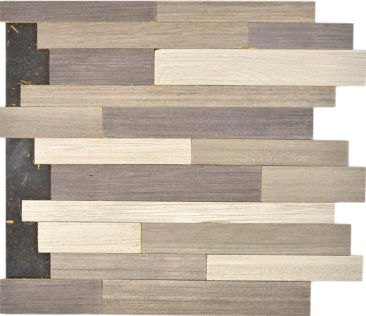 panneaux autocollants en bois véritable composite gris beige HSC mur en bois carrelage dosseret de cuisine MOS170-PW3