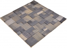 autocollant mosaïque en bois panneau de bois parement brun foncé 3D mur en bois cuisine carrelage