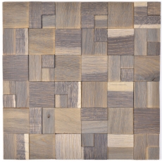 mosaïque de bois autocollante panneau de bois parement noisette 3D mur de bois cuisine carrelage