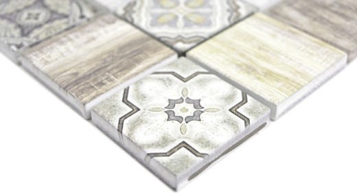 Carreau mosaïque Patchwork crème marron Carreau mosaïque mural Carreau imitation bois salle de bain MOS160-w100