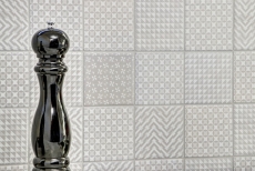Motif main Retro Vintage Carreau de mosaïque Céramique blanche Geo White MOS22B-1401_m