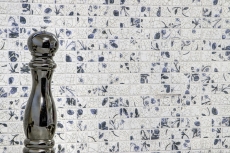 Motif main Carreau de mosaïque Rétro Vintage Céramique blanche fleur bleue Dos de cuisine MOS18D-1404_m
