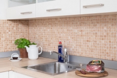 Motif main Carreau de mosaïque Rétro Vintage Mosaïque céramique beige marron Dos de cuisine MOS18D-1412_m