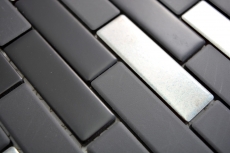 échantillon manuel mosaïque composite céramique noir argent chromé baguettes carrelage MOS26-0317_m