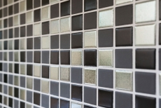 Échantillon manuel Carreau de mosaïque Céramique noir argenté anthracite chrome Dos de cuisine MOS18-0317_m