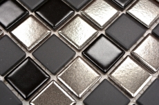 Échantillon manuel Carreau de mosaïque Céramique noir argenté anthracite chrome Dos de cuisine MOS18-0317_m