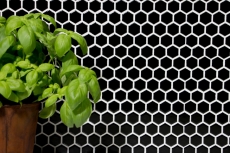 Motif main Mosaïque Céramique Hexagone noir brillant Carrelage mural Carrelage salle de bain MOS11A-0302_m