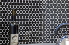 Motif main Mosaïque Céramique Hexagone noir brillant Carrelage mural Carrelage salle de bain MOS11A-0302_m