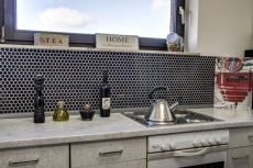 Motif main Mosaïque Céramique Hexagone noir brillant Carrelage mural Carrelage salle de bain MOS11A-0302_m