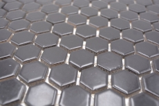 Motif main Mosaïque Céramique Hexagone noir mat Miroir de fond de douche MOS11A-0311_m