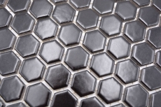 Motif main Mosaïque Céramique Hexagone noir mat Miroir de fond de douche MOS11A-0311_m