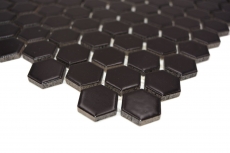Motif main Mosaïque Céramique Hexagone noir mat Miroir de fond de douche MOS11A-0311_m