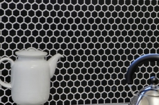 Motif main Mosaïque Céramique Hexagone noir mat Miroir de fond de douche MOS11A-0311_m