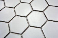 Motif main Mosaïque Céramique Hexagone blanc mat Carrelage mural Carrelage salle de bain MOS11B-0111_m