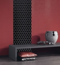 Motif manuel Carreau de mosaïque Céramique Hexagone noir brillant Dos de douche Miroir de carrelage MOS11B-0302_m