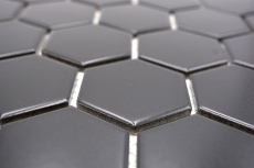 Motif main Mosaïque Céramique Hexagone noir mat Miroir de fond de douche MOS11B-0311_m
