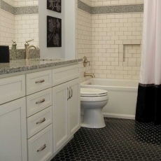 Motif main Mosaïque Céramique Hexagone noir mat Miroir de fond de douche MOS11B-0311_m