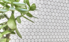 Motif à main Mosaïque en forme de bouton LOOP mosaïque ronde blanc mat mur cuisine douche SALLE DE BAINS MOS10-0111_m