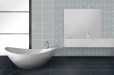 Motif à main Mosaïque Céramique à chevrons Aspect pierre gris Miroir de fond de douche MOS24-SO32_m