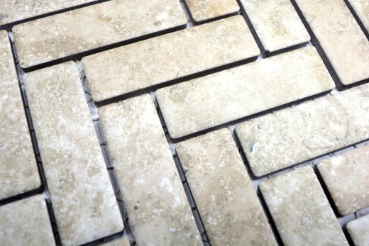 Échantillon manuel de mosaïque Carreau céramique à chevrons aspect pierre beige Carrelage cuisine MOS24-SO76_m
