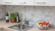 Motif main Carreau mosaïque Céramique aspect pierre Structure gris clair Carrelage cuisine MOS22-HWA9LG_m