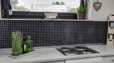 Motif manuel Carreau de mosaïque Céramique NOIR BRILLANT Mur Carrelage cuisine MOS18-0302_m
