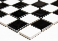 Motif manuel Carreau de mosaïque Céramique Échiquier noir blanc brillant Carrelage MOS18-0306_m