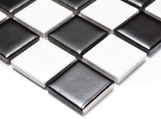Motif manuel Carreau de mosaïque Céramique Échiquier noir blanc mat Carrelage MOS18-0305_m