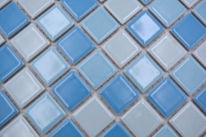 Échantillon manuel de mosaïque de piscine Carreau de mosaïque céramique bleu mix brillant BAD Paroi de douche MOS18-0406_m