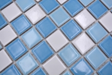 Échantillon manuel Mosaïque de piscine Carreau de douche en céramique bleu blanc brillant MOS18-0407_m