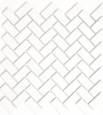 Échantillon manuel de mosaïque Carreau en céramique à chevrons blanc mat Revêtement de baignoire MOS24-CHB05WM_m
