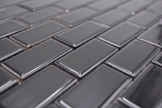 Motif main Mosaïque Carreau céramique Brick noir brillant Dos de cuisine Protection anti-projections MOS24-4BG_m
