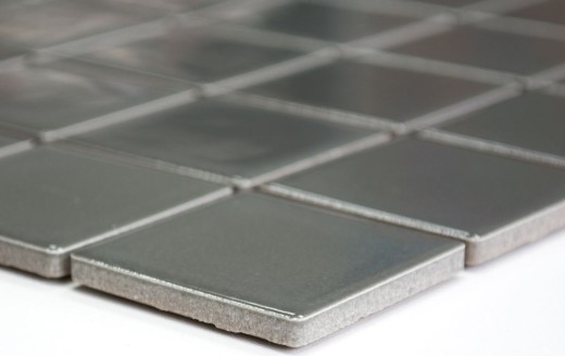 Motif manuel Carreau de mosaïque Céramique gris métal brillant Carrelage mural de cuisine MOS16B-0204_m