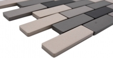 Échantillon manuel Carreau de mosaïque Céramique beige clair gris Brick non émaillé Carreau de douche Carreau de sol MOS26-0206-R10_m