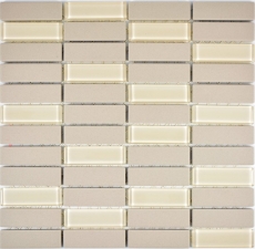 Motif main Carreau de mosaïque Céramique Bâtons beige clair non émaillé Verre Carreau de douche Carreau de sol MOS24-1212-R10_m
