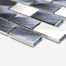 Motif main mosaïque carreau aluminium Brick aluminium noir carrelage cuisine MOS48-0208_m