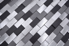 Échantillon manuel de mosaïque carreau aluminium Brick aluminium 3D argent noir MOS49-0208_m